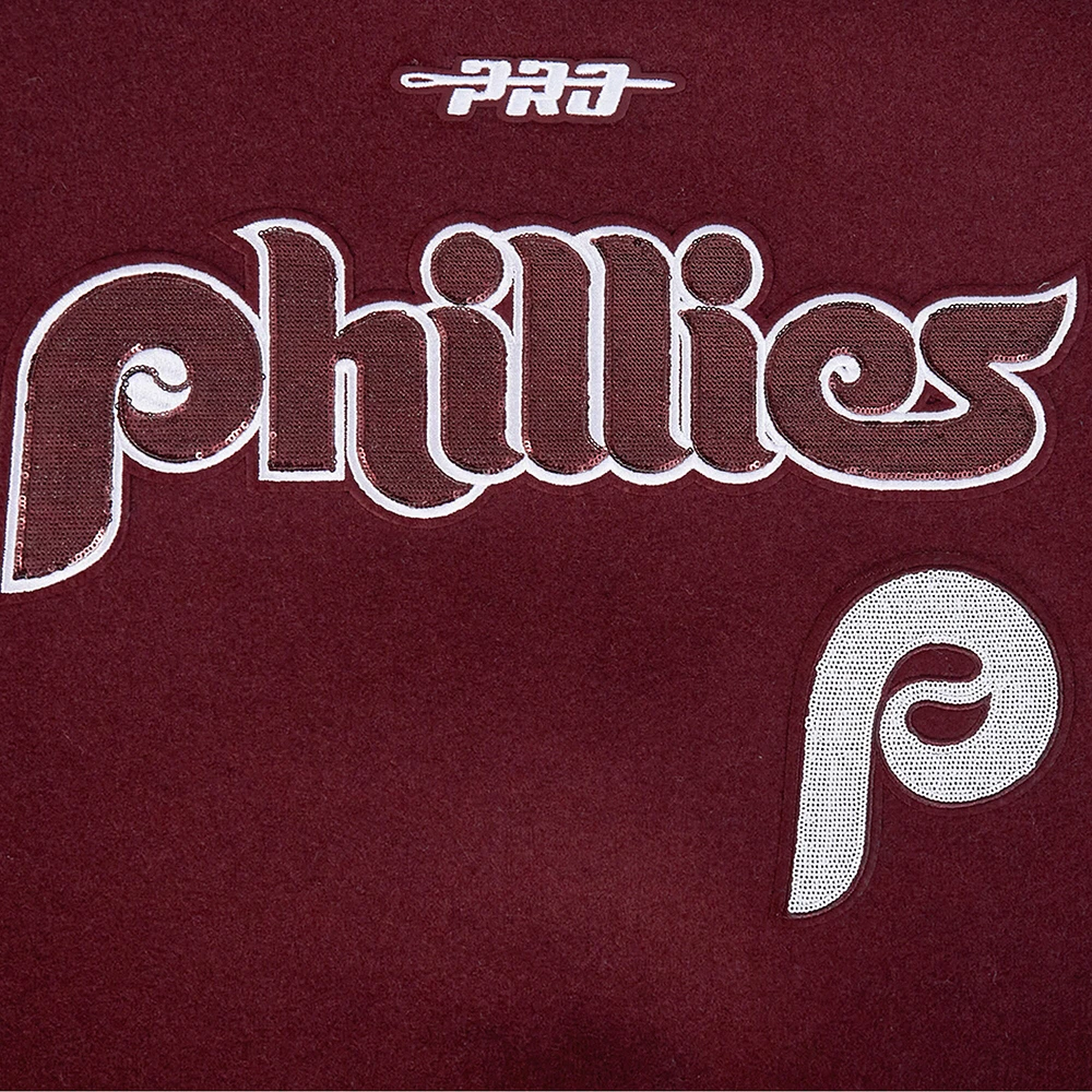 Women's Pro Standard Burgundy Philadelphia Phillies Game Day Classics Wool Varsity Jacket