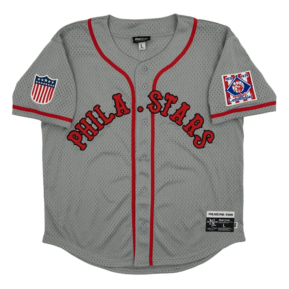 Men's Rings & Crwns #7 Gray Philadelphia Stars Mesh Button-Down Replica Jersey