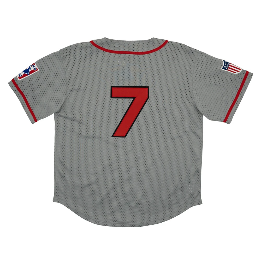Men's Rings & Crwns #7 Gray Philadelphia Stars Mesh Button-Down Replica Jersey