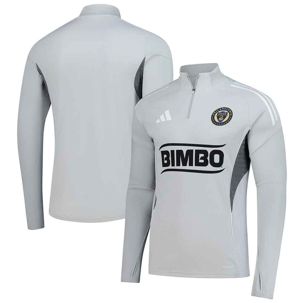 Haut d'entraînement à manches longues et quart de zip adidas Silver Philadelphia Union 2025 pour homme