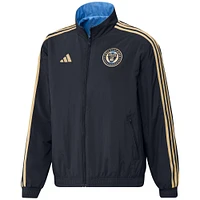 Men's adidas Navy/Light Blue Philadelphia Union 2023 On-Field Anthem Full-Zip Reversible Team Jacket