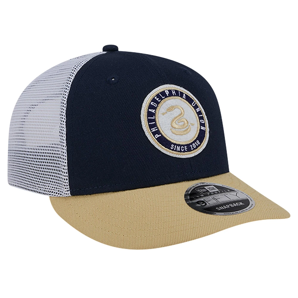 Men's New Era Navy Philadelphia Union Throwback Trucker Low Profile 9FIFTY Snapback Hat