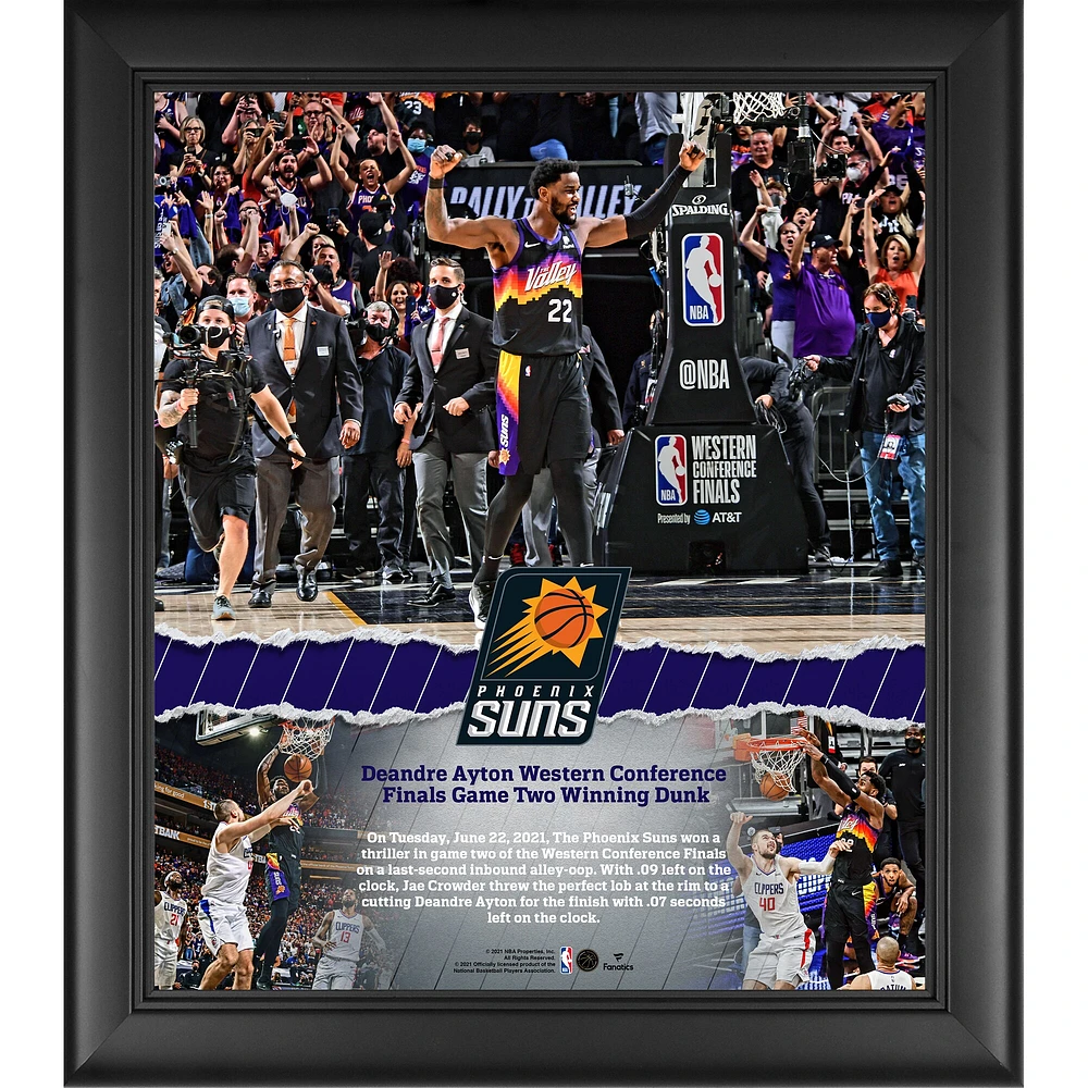 Collage Alley-Oop encadré de Deandre Ayton Phoenix Suns 15" x 17" Finale de la Conférence Ouest de la NBA 2021, match 2
