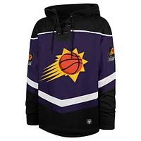 Men's '47 Purple Phoenix Suns Oversized Tri-Satin Layup Lacer Pullover Hoodie