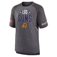 Men's Fanatics Heathered Gray Phoenix Suns 2022 Noches Ene-Be-A Core Shooting Raglan T-Shirt