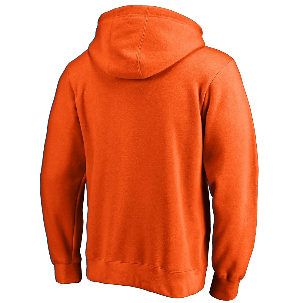 Men's Fanatics Orange Phoenix Suns Icon Primary Logo Fitted Pullover Hoodie