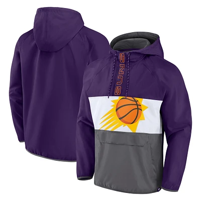 Men's Fanatics  Purple/Gray Phoenix Suns Anorak Flagrant Foul Color-Block Raglan Hoodie Half-Zip Jacket