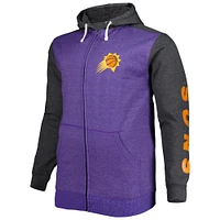 Men's Fanatics Purple/Heathered Black Phoenix Suns Big & Tall Down and Distance Full-Zip Hoodie