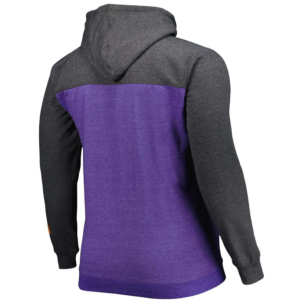 Men's Fanatics Purple/Heathered Black Phoenix Suns Big & Tall Down and Distance Full-Zip Hoodie