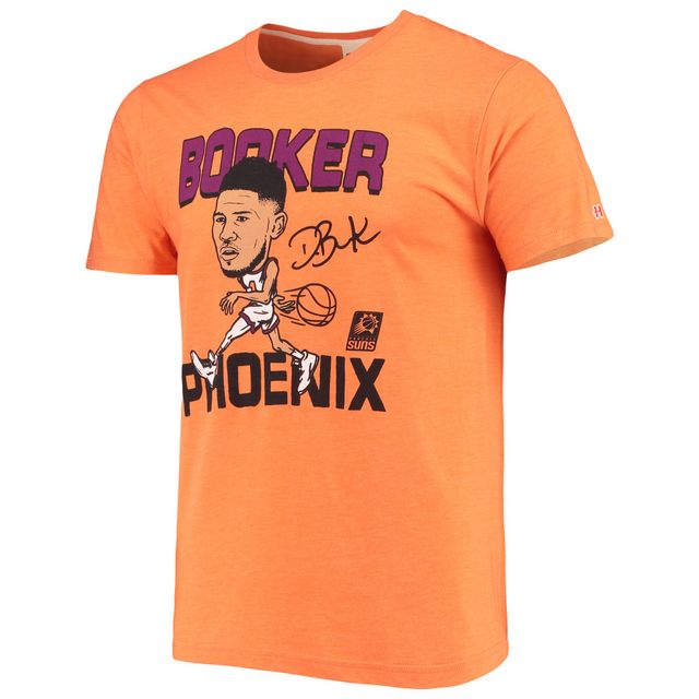 Hommage Devin Booker T-shirt triple mélange orange chiné Phoenix Suns Caricature pour homme