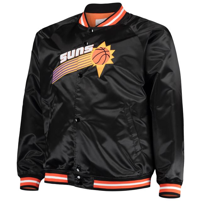 Mitchell & Ness Black Phoenix Suns Tailles Big Tall Hardwood Classics Veste à boutons-pression en satin Raglan pour hommes