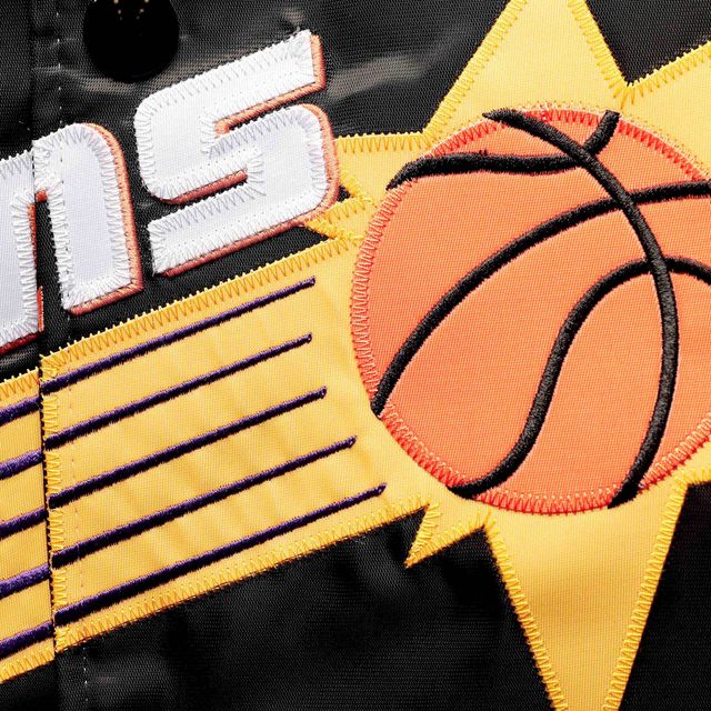 Mitchell & Ness Black Phoenix Suns Tailles Big Tall Hardwood Classics Veste à boutons-pression en satin Raglan pour hommes