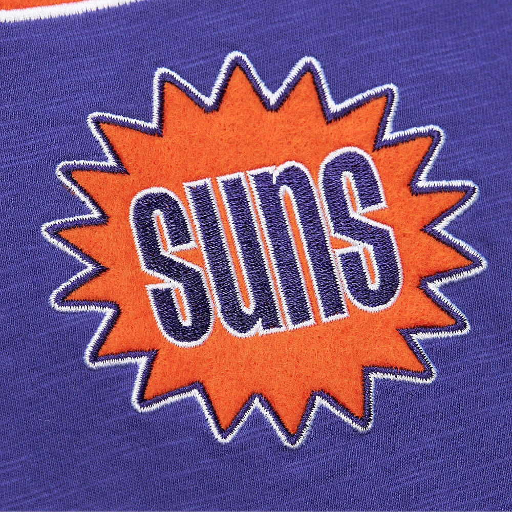 Men's Mitchell & Ness Purple Phoenix Suns Hardwood Classics Felt Applique Slub T-Shirt