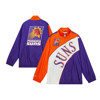 Men's Mitchell & Ness  White/Orange Phoenix Suns Hardwood Classics Arched Retro Lined Full-Zip Windbreaker Jacket