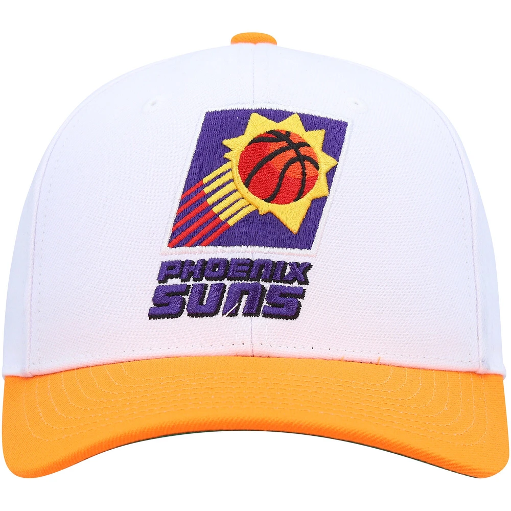 Casquette pour homme Mitchell & Ness White/Orange Phoenix Suns Hardwood Classics Core 2-Tone 2.0 Pro Snapback