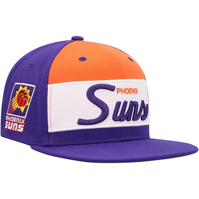 Casquette Snapback Phoenix Suns Retro Sport Color Block Script Mitchell & Ness pour hommes blanc/violet