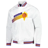 Men's Mitchell & Ness White Phoenix Suns Hardwood Classics  Throwback Wordmark Raglan Full-Snap Jacket