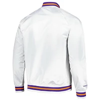 Men's Mitchell & Ness White Phoenix Suns Hardwood Classics  Throwback Wordmark Raglan Full-Snap Jacket