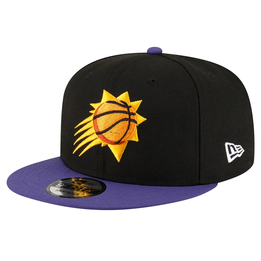 Casquette Snapback 9FIFTY officielle couleur 2 tons de l'équipe Phoenix Suns New Era pour hommes, noir/violet