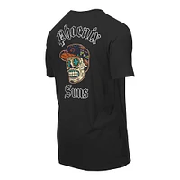 T-shirt New Era noir pour homme avec motif tête de mort des Phoenix Suns