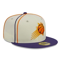 Men's New Era Cream/Purple Phoenix Suns Piping 2-Tone 59FIFTY Fitted Hat