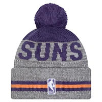 Men's New Era Gray Phoenix Suns Sport Night Runner Cuffed Knit Hat with Pom
