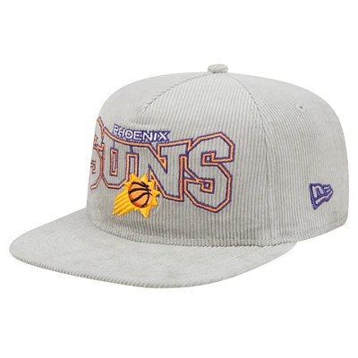 Casquette de golf snapback en velours côtelé gris Phoenix Suns de New Era pour homme
