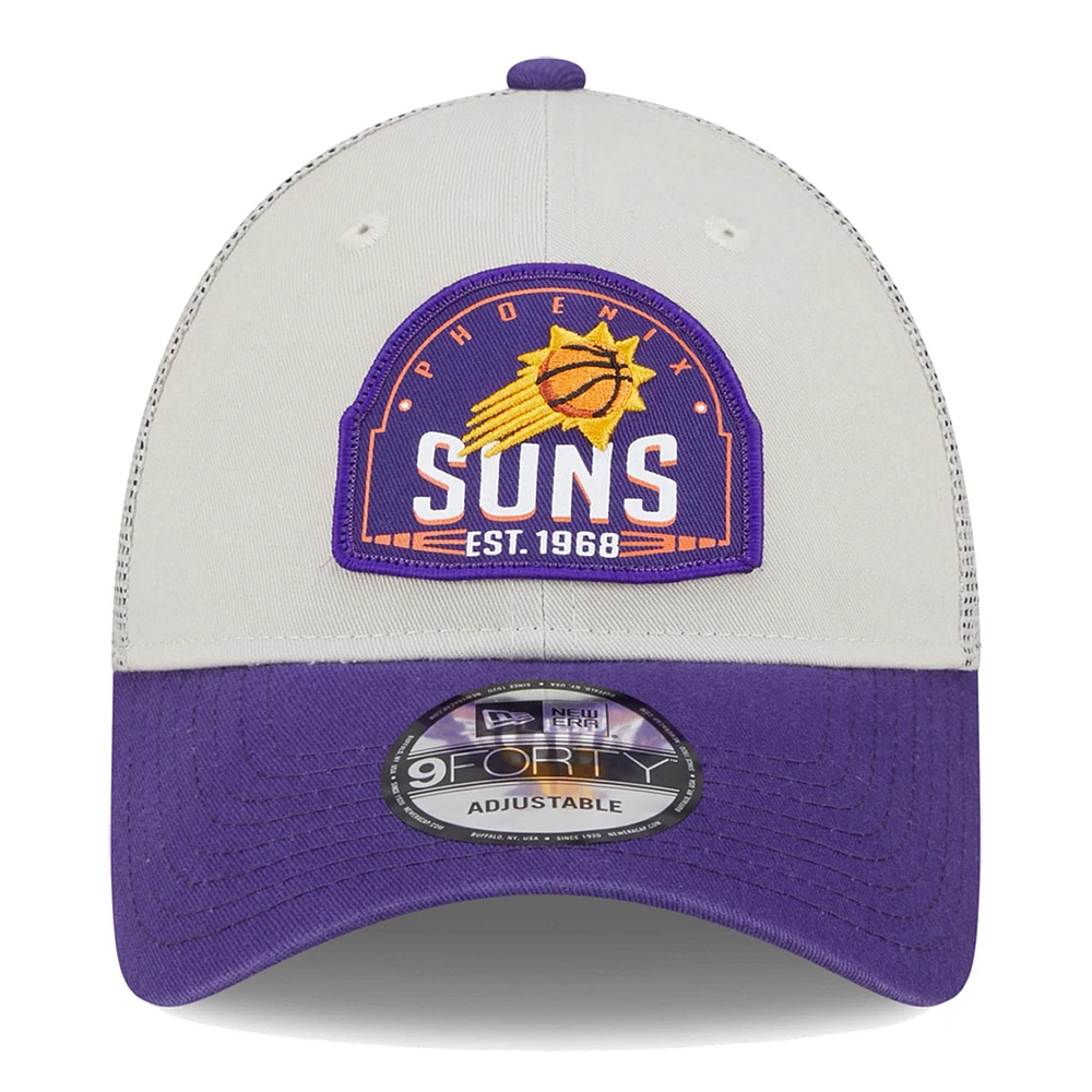 Men's New Era Khaki/Purple Phoenix Suns Throwback Patch Trucker 9FORTY Adjustable Hat