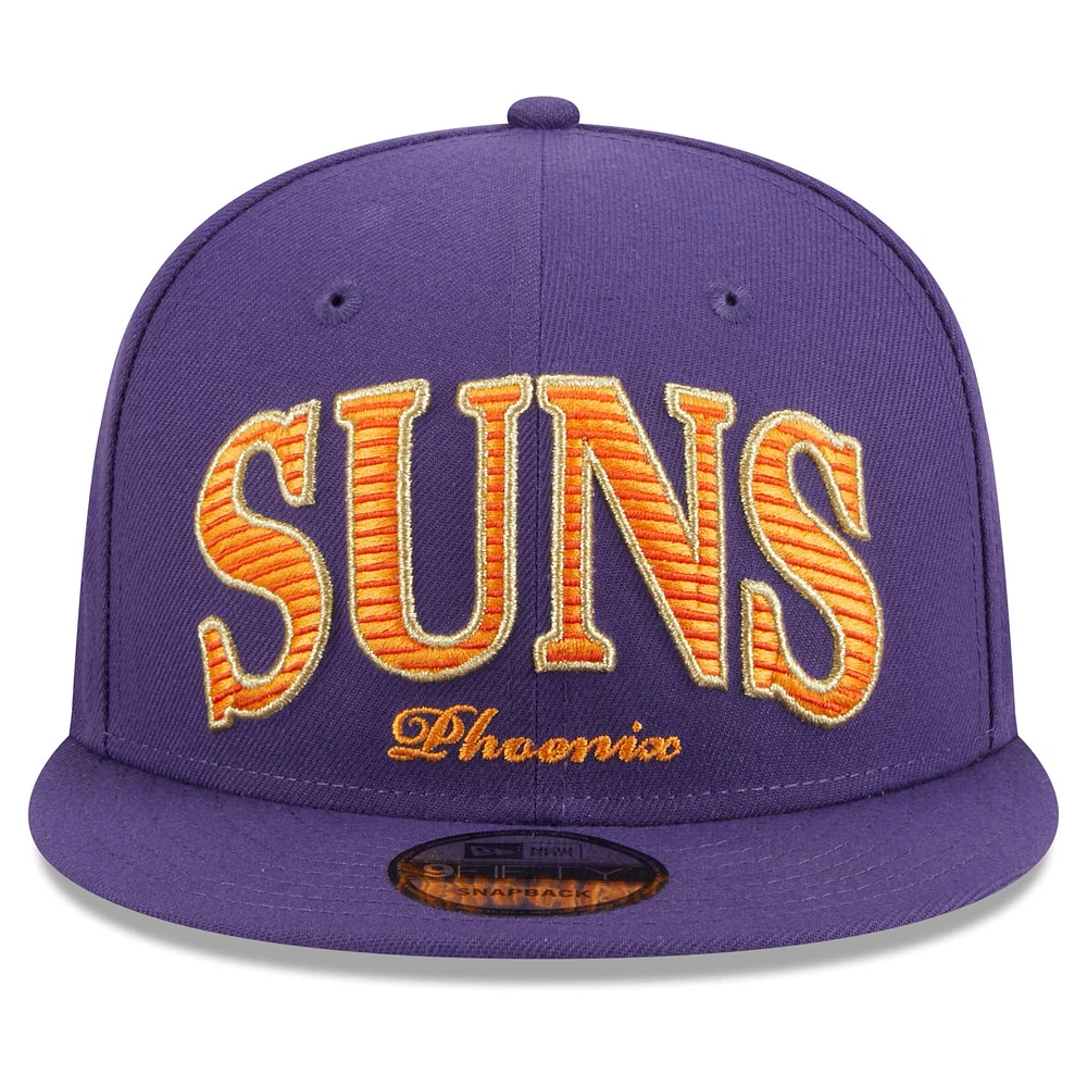 Men's New Era Purple Phoenix Suns Golden Tall Text 9FIFTY Snapback Hat