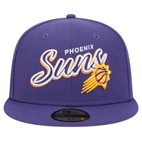 Men's New Era Purple Phoenix Suns Sport Night Script Sided 59FIFTY Fitted Hat