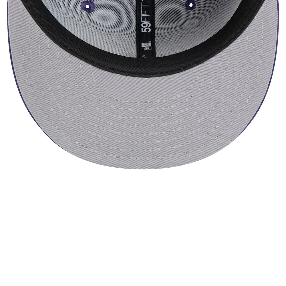 Men's New Era Purple Phoenix Suns Sport Night Script Sided 59FIFTY Fitted Hat