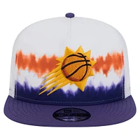 Men's New Era White/Purple Phoenix Suns Dip-Dye 9FIFTY A-Frame Trucker Snapback Hat