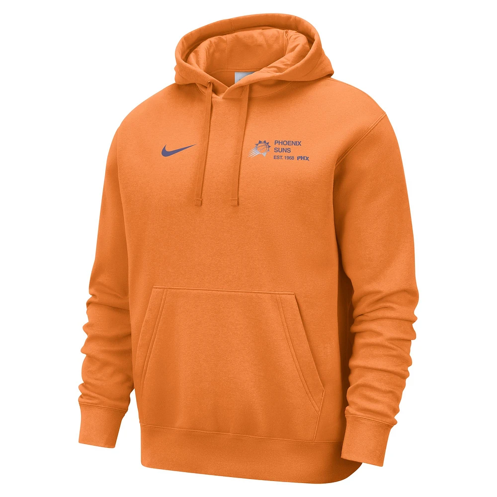 Men's Nike Orange Phoenix Suns Courtside Club Pullover Hoodie
