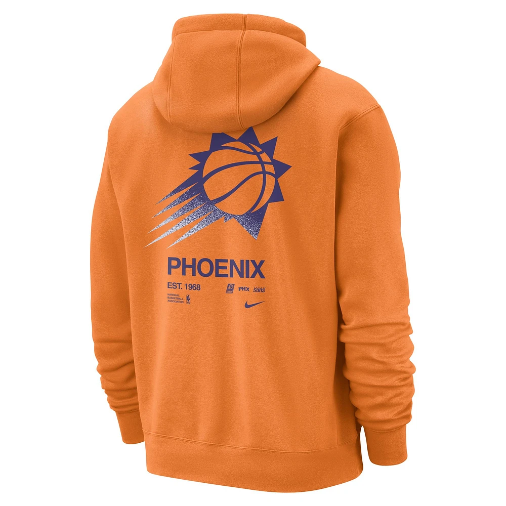 Men's Nike Orange Phoenix Suns Courtside Club Pullover Hoodie