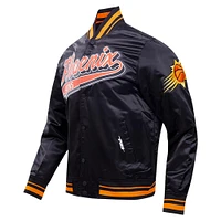 Men's Pro Standard Black Phoenix Suns Script Tail Full-Snap Satin Varsity Jacket