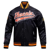 Men's Pro Standard Black Phoenix Suns Script Tail Full-Snap Satin Varsity Jacket