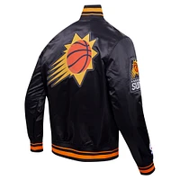 Men's Pro Standard Black Phoenix Suns Script Tail Full-Snap Satin Varsity Jacket