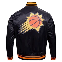 Men's Pro Standard Black Phoenix Suns Script Tail Full-Snap Satin Varsity Jacket