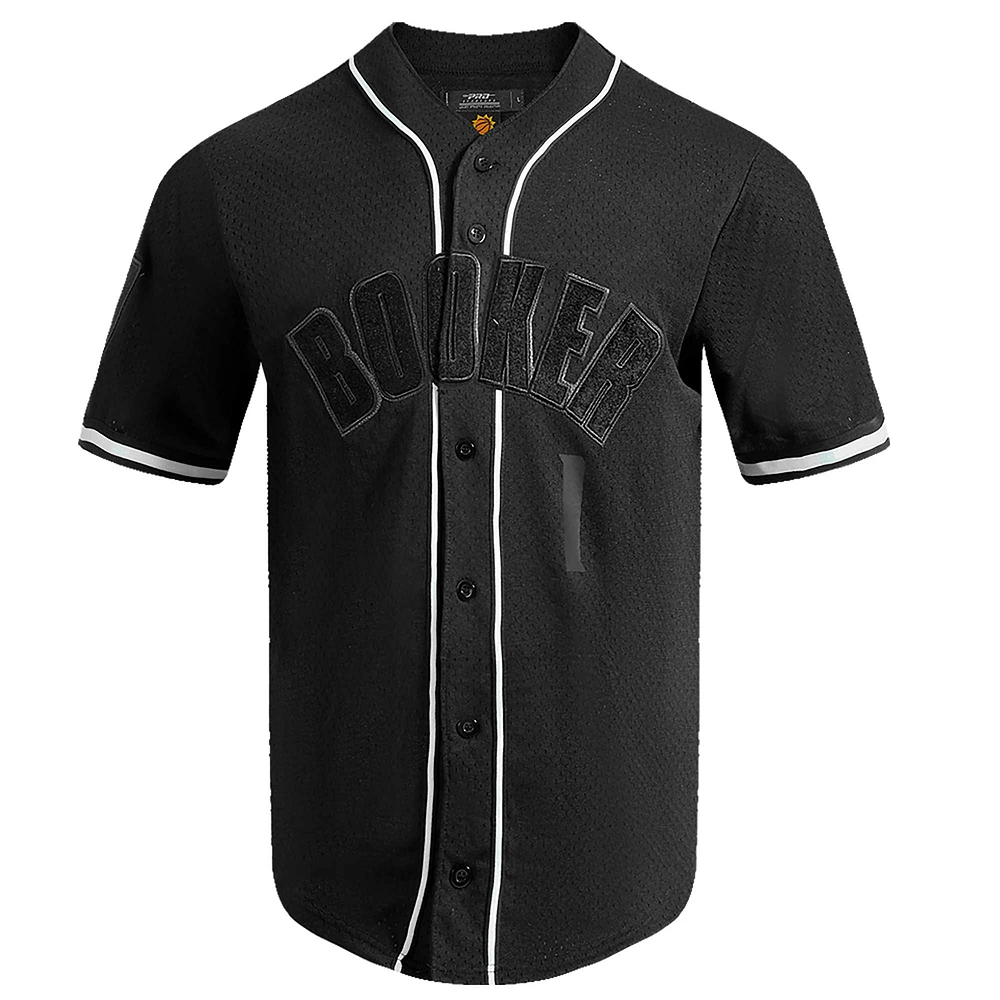 Men's Pro Standard Devin Booker Black Phoenix Suns Triple Tonal Mesh Button-Up Top