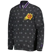 Men's Starter Black Phoenix Suns In-Field Play Fashion Satin Full-Zip Varsity Jacket
