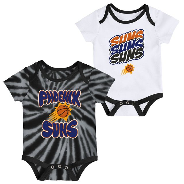 Newborn & Infant Blanc/Noir Phoenix Suns Monterey Tie-Dye - Lot de 2 bodys