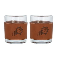 Phoenix Suns 2-Pack 12oz Rocks Glass with Leather Wrap