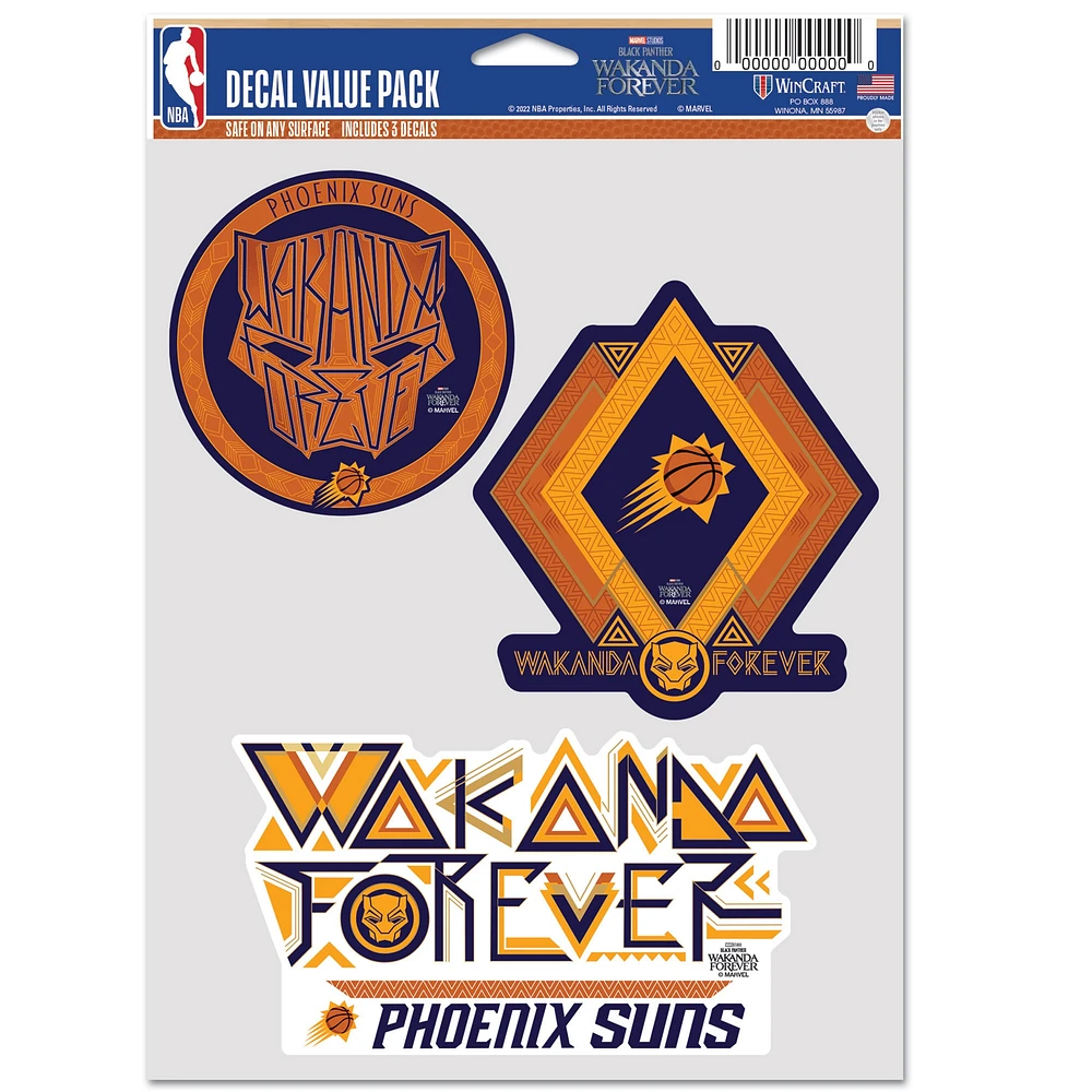WinCraft Phoenix Suns Three-Pack Black Panther 2 Fan Decal Set