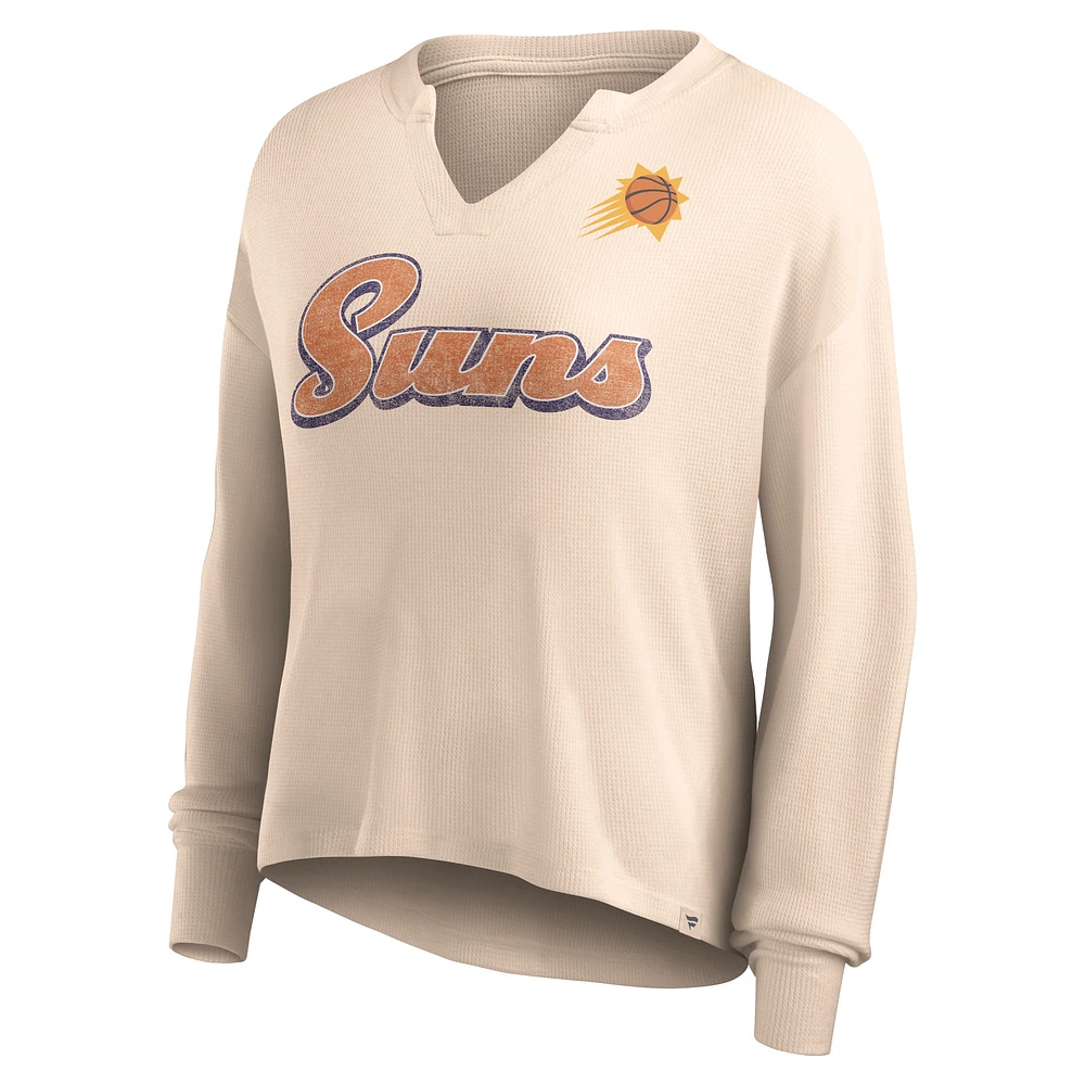 Women's Fanatics Tan Phoenix Suns Go For It Long Sleeve Notch Neck T-Shirt
