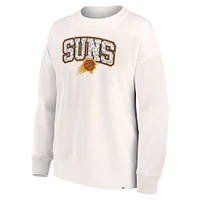 Women's Fanatics White Phoenix Suns Tonal Leopard Pullover Sweatshirt