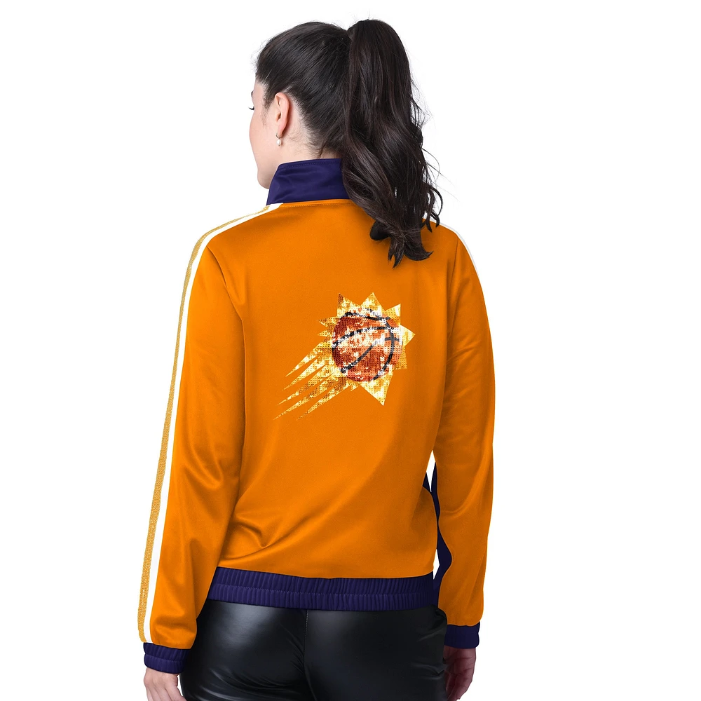 Women's G-III 4Her by Carl Banks Purple/Orange Phoenix Suns Rebel Sequin Bling Full-Zip Track Jacket