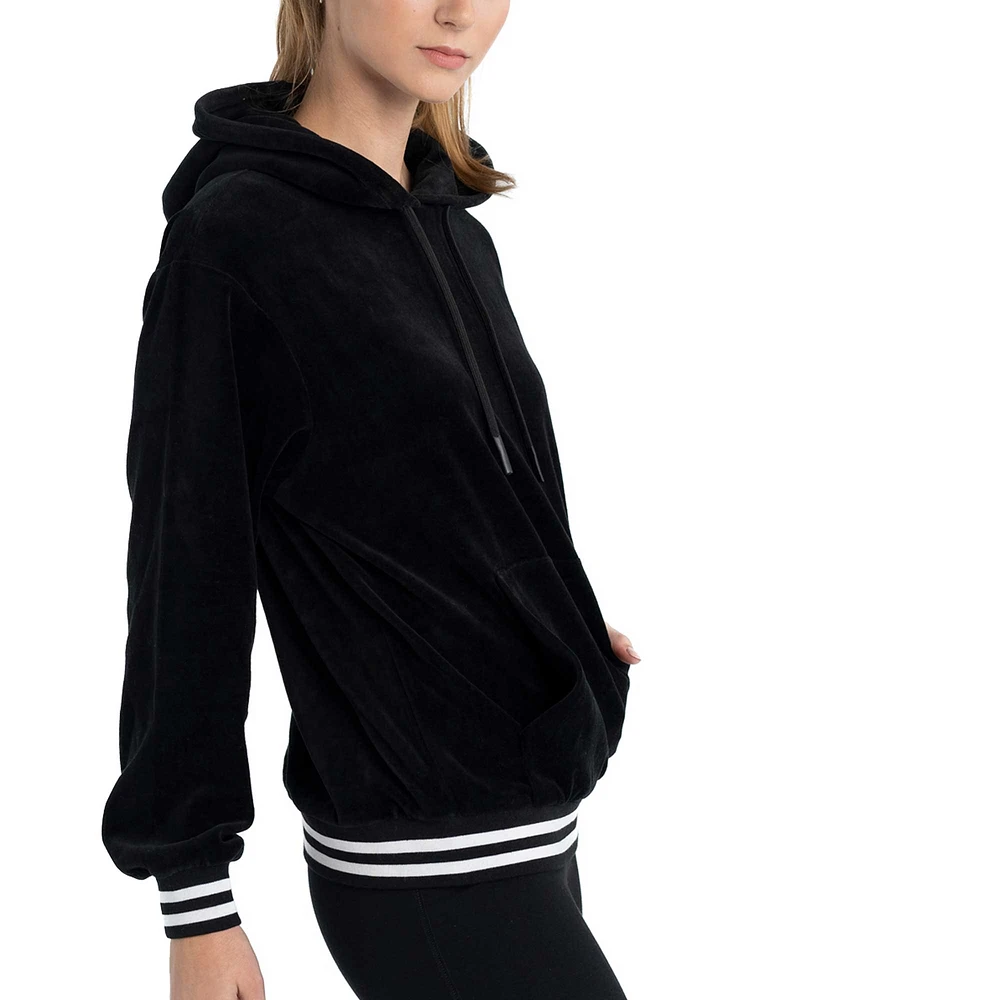 Sweat à capuche surdimensionné en velours Lusso Black Phoenix Suns Nellie pour femmes