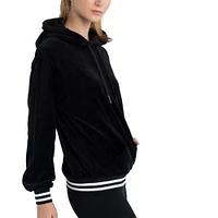Sweat à capuche surdimensionné en velours Lusso Black Phoenix Suns Nellie pour femmes