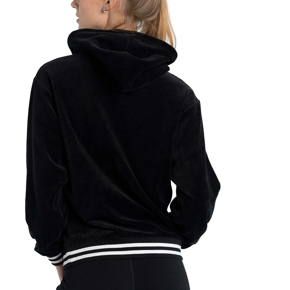 Sweat à capuche surdimensionné en velours Lusso Black Phoenix Suns Nellie pour femmes