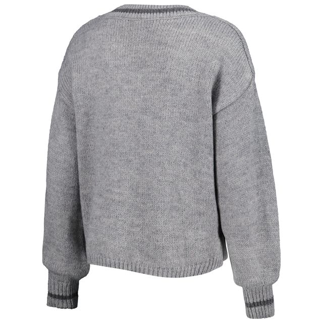 Chandail à encolure en V tri-mélange manches lanterne Phoenix Suns Scarletts pour femme gris Lusso